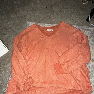 Women's V-Neck Orange Sweater